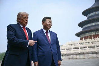 XI Jinping e Donald Trump durante reunião em Pequim