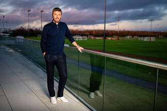 Michael Carrick sendo apresentado como técnico interino do Manchester United 