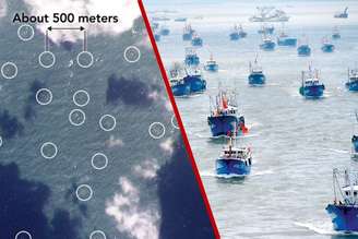 Imagens | Planet Labs, Marine Traffic, Nikkei Asia