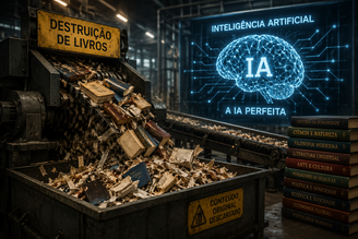 livros sendo destruídos para serem utilizados na base de dados da IA