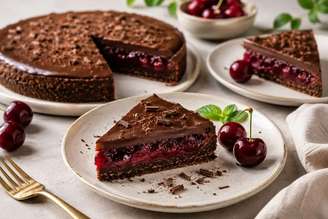 torta de cereja com chocolate fit.
