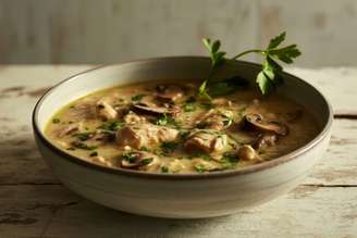 Sopa de frango com cogumelo