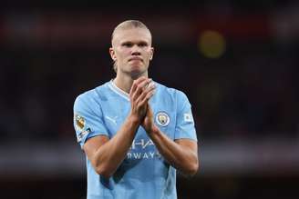 Atacante Haaland em Arsenal x Manchester City - 