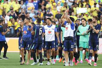 Jogadores da Seleção Brasileira após vitória sobre o Egito