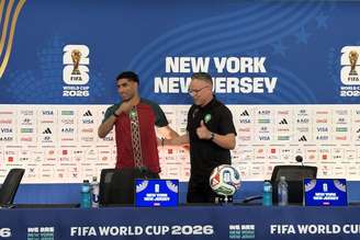 O capitão do Marrocos, Hakimi, e o técnico Mohamed Ouahbi concederam entrevista