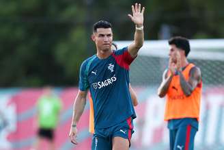Cristiano Ronaldo em treino de Portugal