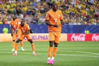 Yan Diomande durante a vitória da Costa do Marfim sobre o Equador –