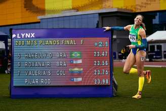 Hakelly Maximiano conquista o ouro nos 200 metros em Lima (Foto: Sebastian Lasquera/Sul-Americana)