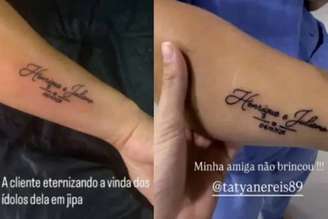 Henrique e Juliano foram eternizados na pele de uma fã