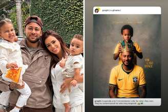 Neymar, Bruna e suas filhas, Mavie e Mel