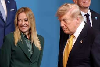 Meloni e Trump durante cúpula da Otan em Ancara, na Turquia