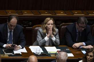 Premiê Giorgia Meloni durante sessão no Parlamento, em foto de arquivo