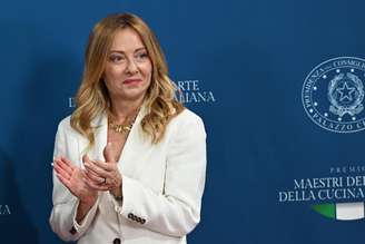 A premiê da Itália, Giorgia Meloni, durante evento em Roma