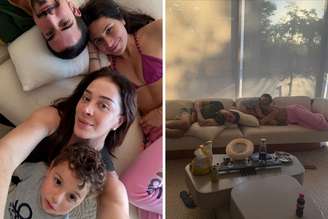 Claudia Raia posa com os três filhos | Claudia Raia flagra os três filhos dormindo