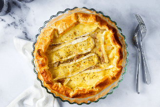 Quiche com queijo e pera