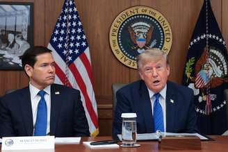 Secretário Marco Rubio em reunião com o presidente Donald Trump
