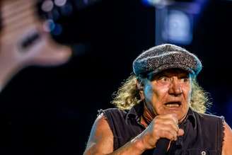 Brian Johnson, durante show da banda australiana AC/DC no estádio do Morumbis, em São Paulo