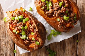Batata-doce recheada com carne moída