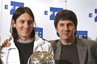 Messi e seu pai Jorge Horacio Messi em fevereiro de 2008