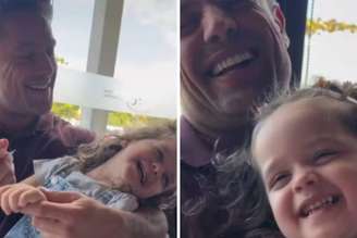 Rafael Cardoso com a filha após internação clínica