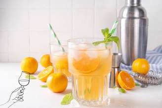 mocktail de tangerina com hortelã.