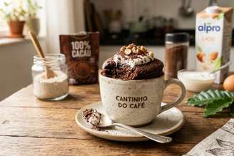Mug cake de café com cacau.