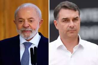 O presidente Lula e o senador Flávio Bolsonaro disputam as eleições de 2026 e aparecem mais bem posicionados nas pesquisas