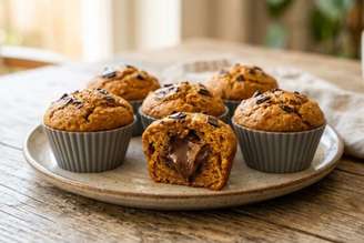 Muffin de cenoura trufado.