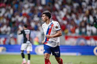 Sanabria, do Bahia, comemora gol anulado contra o Vasco pelo Brasileirão.