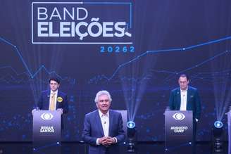 Debate da Band com o Estadão reuniu Ronaldo Caiado (PSD), Renan Santos (Missão) e Augusto Cury (Avante)