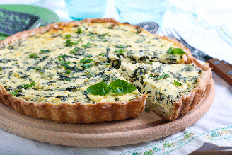 Quiche de espinafre com queijo de cabra