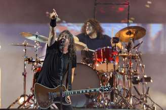 A banda Foo Fighters, no Palco Mundo, encerrou o primeiro dia do Rock in Rio 2026