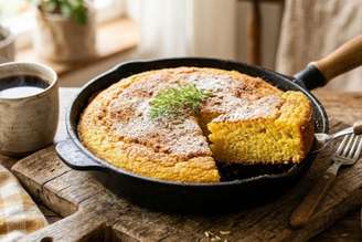 bolo de fubá de frigideira.
