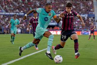 Raphinha, atacante do Barcelona, durante partida contra o Levante pela quinta rodada de La Liga 2026/27 - 