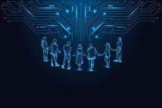 Quando sistemas de IA interagem, o comportamento do coletivo pode ser mais difícil de prever do que o comportamento de qualquer sistema individual e por isso precisamos deixar de construir máquinas inteligentes para construir sociedades inteligentes. Inkoly/Shutterstock