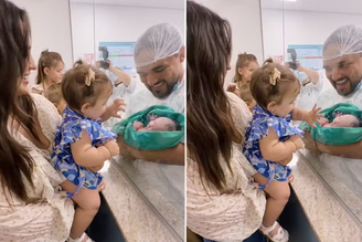 Rafa Kalimann mostra primeiro encontro da filha com a sobrinha recém-nascida: 'Precioso'