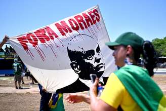 Protesto contra Alexandre de Moraes diante do Supremo Tribunal Federal