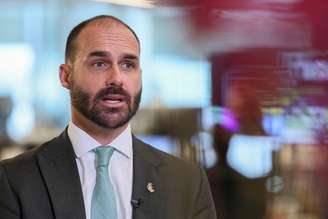 O ex-deputado federal Eduardo Bolsonaro esteve em Washington para reuniões com integrantes da Casa Branca