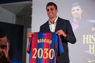 Rodri durante apresentação ao Barcleona - 