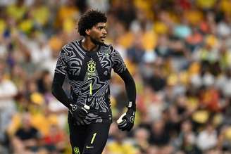 Hugo Souza em partida da Seleção Brasileira contra Austrália 