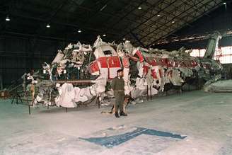 Carcaça do avião da linha DC9 da Itavia que explodiu em 27 de junho de 1980