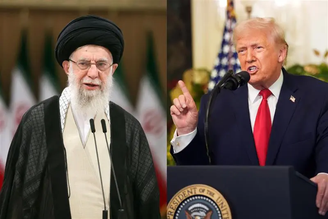 Aiatolá Ali Khamenei, do Irã, e Donald Trump