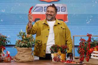 Peppone durante apresentação do 'Camper Osteria Italia' na RAI Uno