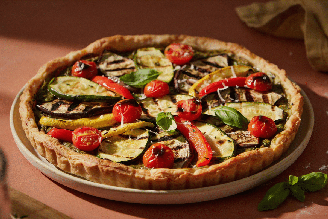 Quiche de abobrinha, berinjela e pimentão