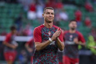 Cristiano Ronaldo durante o aquecimento de Portugal x País de Gales, pela Liga das Nações da UEFA - 