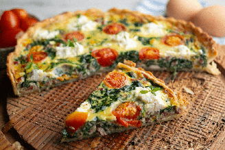Quiche de espinafre com queijo feta