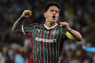 Germán Cano comemora durante gol de Kevin Serna em Fluminense x Palmeiras, pelo Campeonato Brasileiro 2026 - 