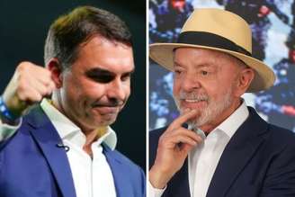 Montagem de Flávio Bolsonaro e Lula