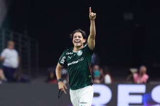 Augustín Giay comemora gol que garantiu a vitória do Palmeiras sobre a LDU, no Nubank Parque, pela partida de ida das quartas de final da Libertadores - 