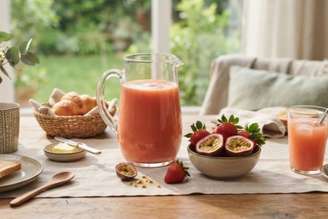 Suco de maracujá com morango.